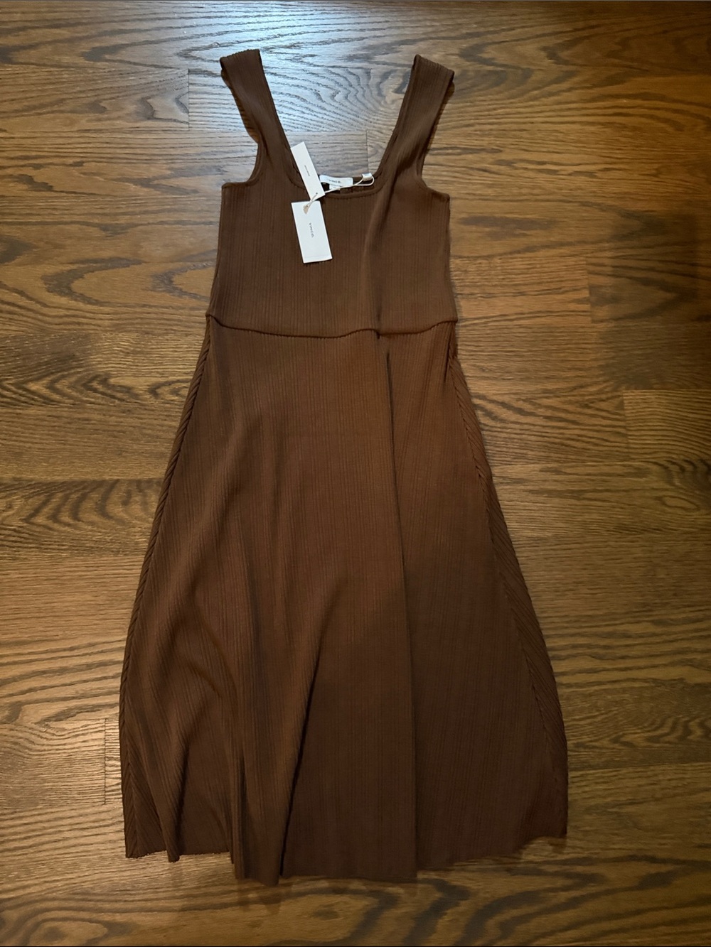 Vince Brown Ribbed Tank Midi Dress